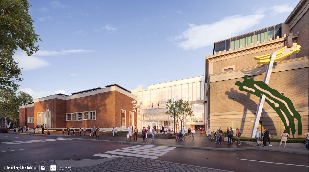 Rothko Pavilion rendering at dusk