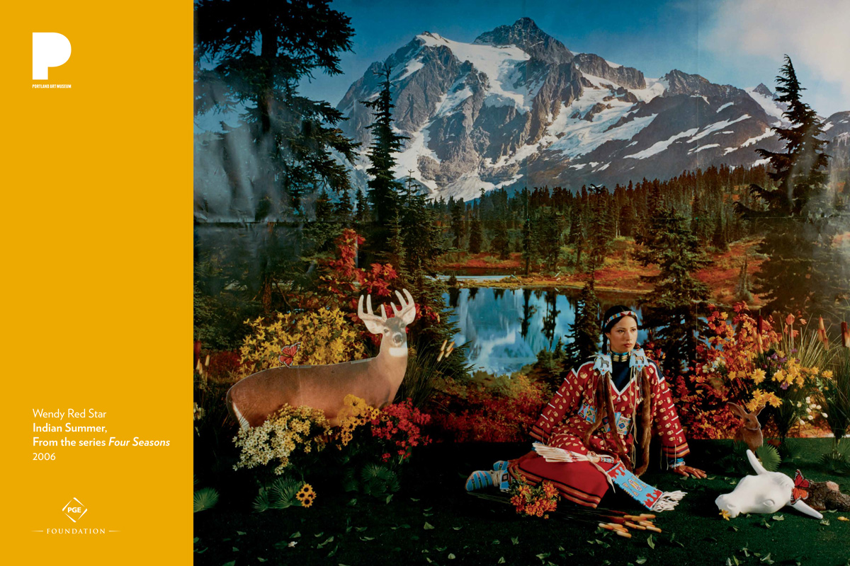 Wendy Red Star (American and Apsa’alooke, born 1981) Indian Summer, from the series Four Seasons, 2006 Archival pigment print on Sunset Fiber rag 21 in x 24 in; sheet: 23 in x 26 in Gift of Loren G. Lipson, M.D. © Wendy Red Star 2017.25.1b
